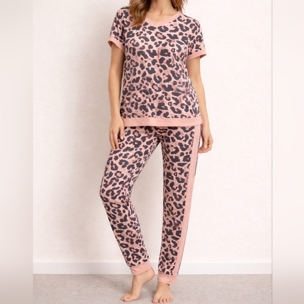Pink & Gray Leopard Print 2-Piece Set